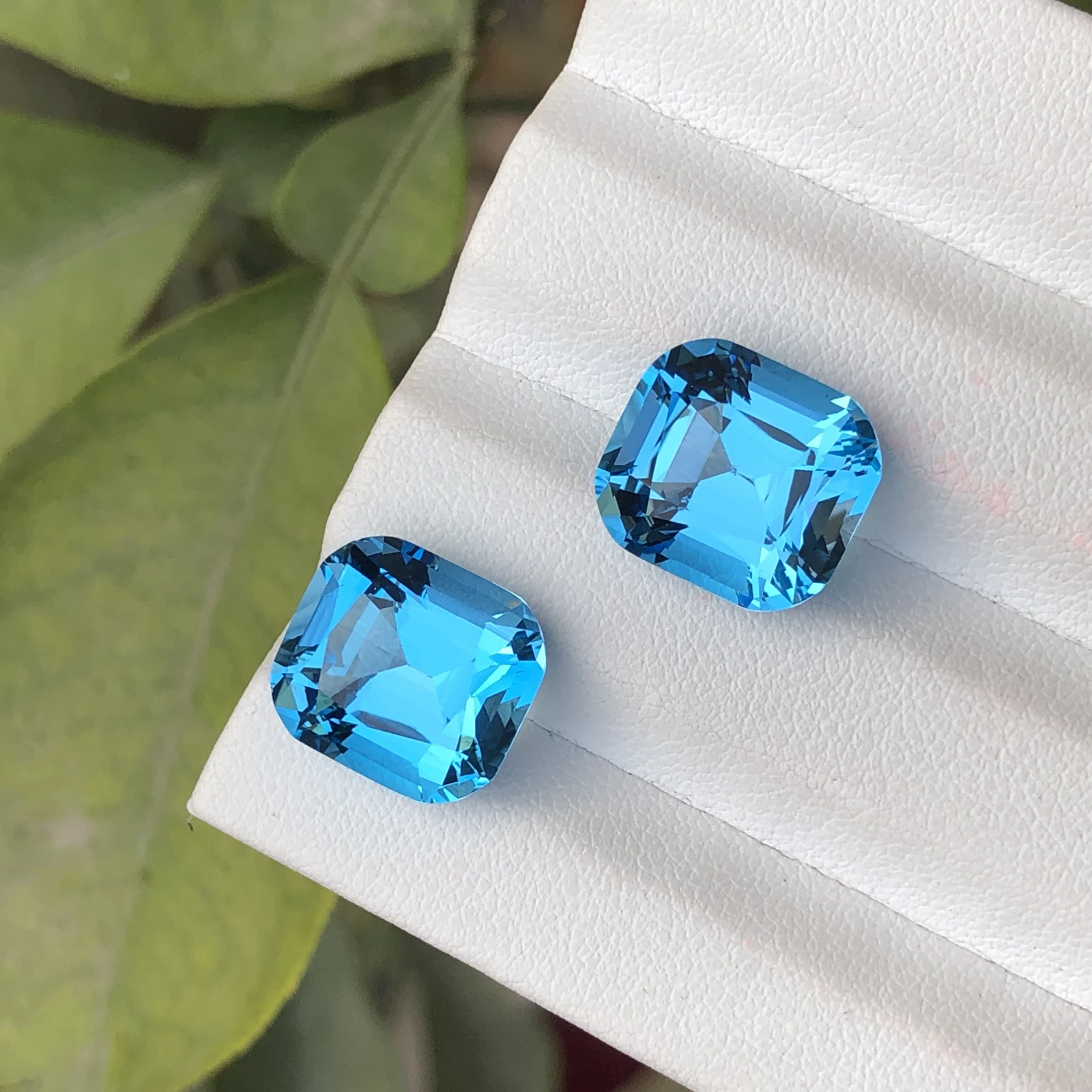 22.10ct Natural Swiss Blue Pair Cushion Shape Loose Gemstone — view 2